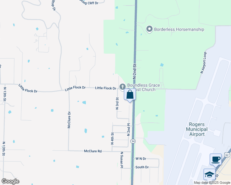 map of restaurants, bars, coffee shops, grocery stores, and more near 3911 N 3rd St in Rogers