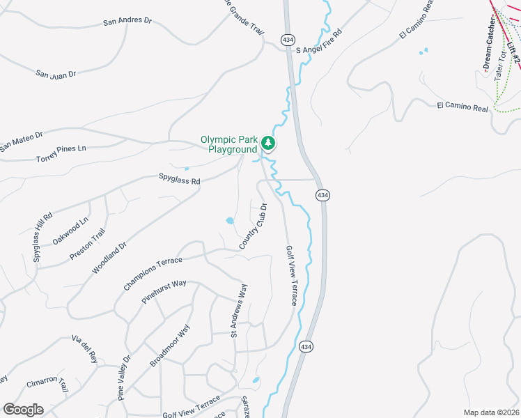 map of restaurants, bars, coffee shops, grocery stores, and more near Country Club Drive in Angel Fire