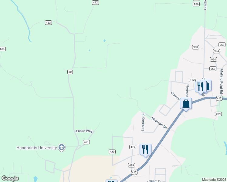 map of restaurants, bars, coffee shops, grocery stores, and more near 571 Westcott Drive in Mountain Home
