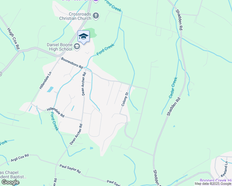 map of restaurants, bars, coffee shops, grocery stores, and more near 2127 Boone Street in Gray