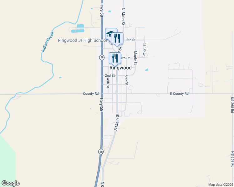 map of restaurants, bars, coffee shops, grocery stores, and more near Main Street in Ringwood