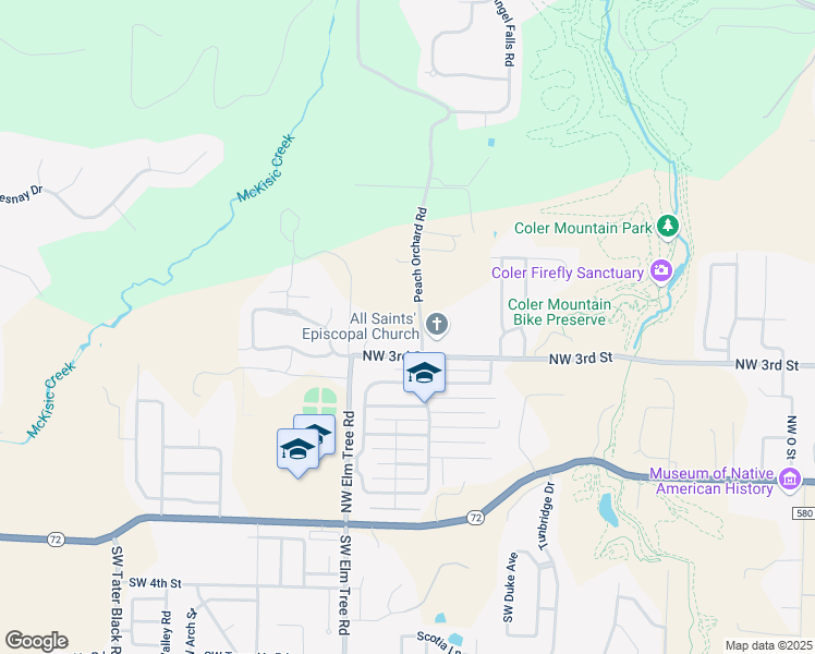 map of restaurants, bars, coffee shops, grocery stores, and more near 305 Peach Orchard Road in Bentonville