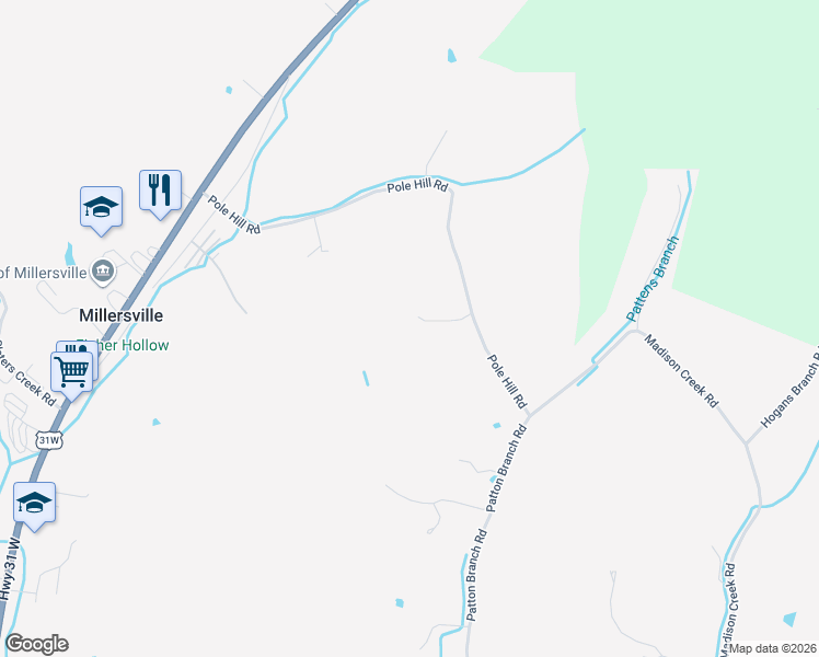 map of restaurants, bars, coffee shops, grocery stores, and more near 444 Pole Hill Road in Goodlettsville