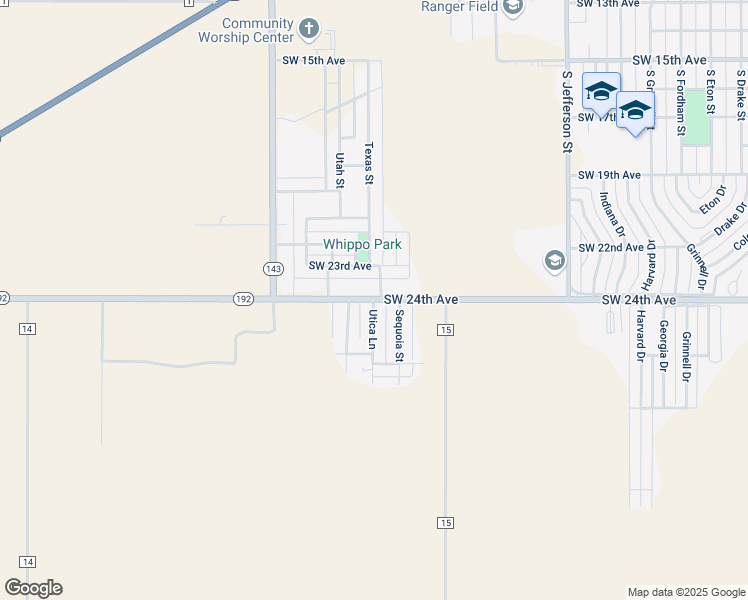 map of restaurants, bars, coffee shops, grocery stores, and more near 2400-2416 Utica Lane in Perryton