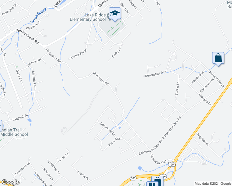 map of restaurants, bars, coffee shops, grocery stores, and more near 3918 Timberlake Road in Johnson City