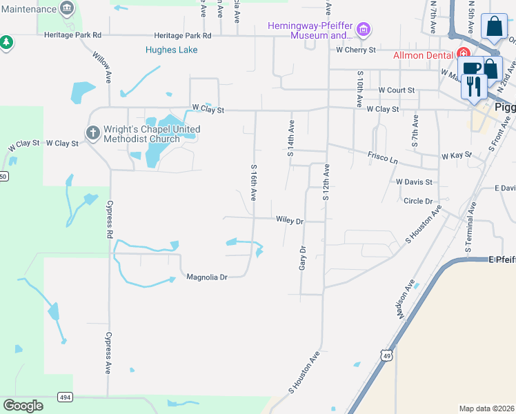 map of restaurants, bars, coffee shops, grocery stores, and more near 960 South 16th Avenue in Piggott