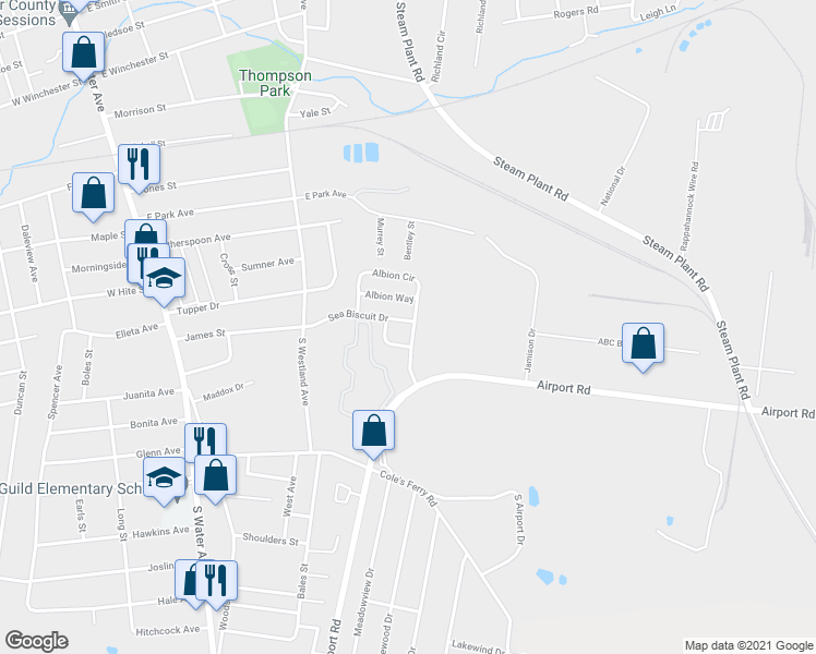 map of restaurants, bars, coffee shops, grocery stores, and more near 495 Albion Way in Gallatin