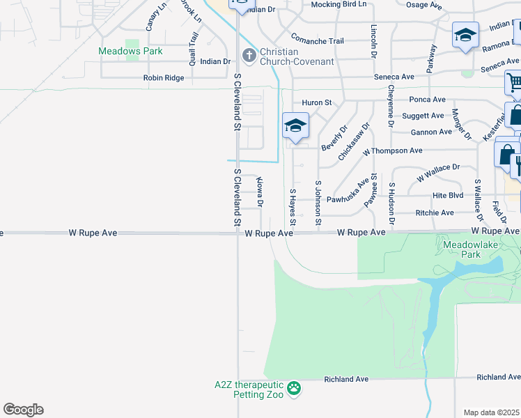 map of restaurants, bars, coffee shops, grocery stores, and more near 1802 Kiowa Drive in Enid