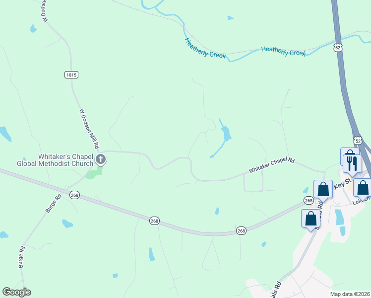 map of restaurants, bars, coffee shops, grocery stores, and more near 484 Whitaker Chapel Road in Pilot Mountain