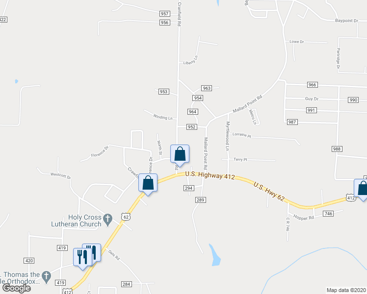 map of restaurants, bars, coffee shops, grocery stores, and more near 71 Lobo Lane in Mountain Home