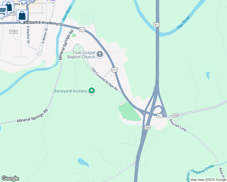 map of restaurants, bars, coffee shops, grocery stores, and more near 125 Old Covered Bridge Road in Madison