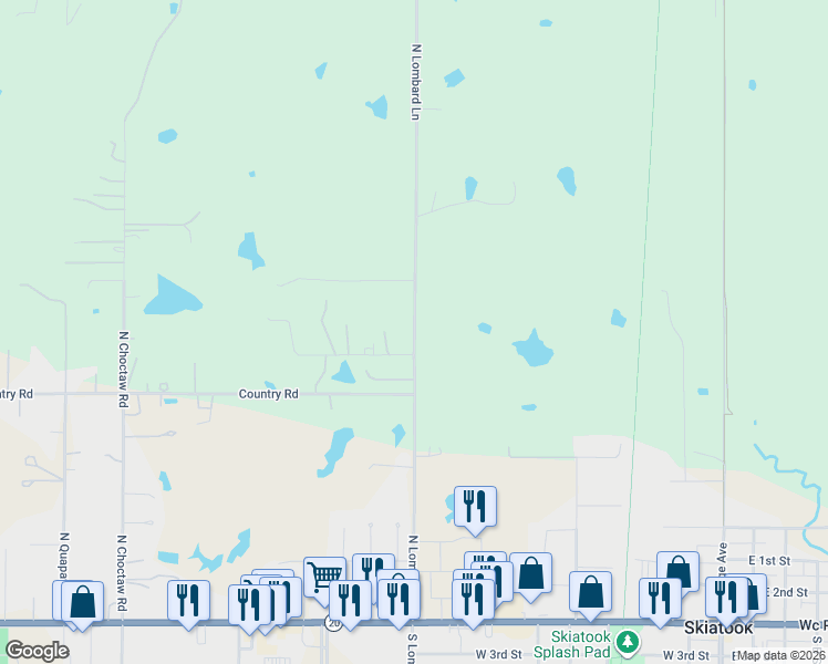 map of restaurants, bars, coffee shops, grocery stores, and more near 2055 West 154th Place North in Skiatook
