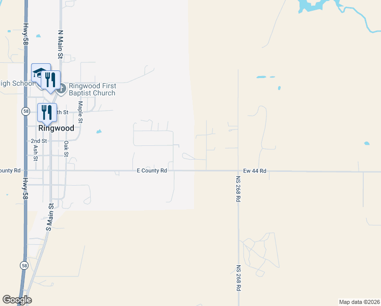 map of restaurants, bars, coffee shops, grocery stores, and more near Rock Island Lane in Ringwood
