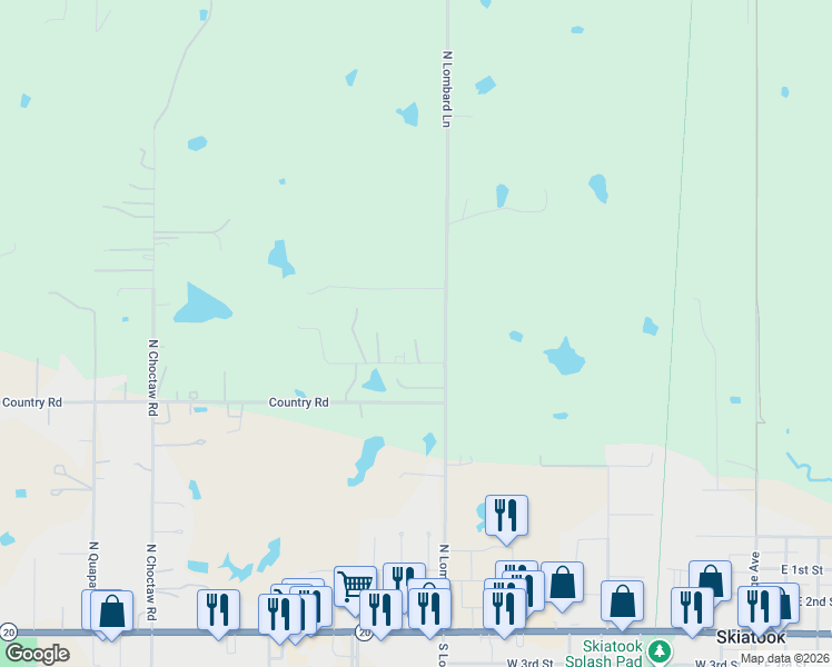 map of restaurants, bars, coffee shops, grocery stores, and more near 2055 West 154th Place North in Skiatook
