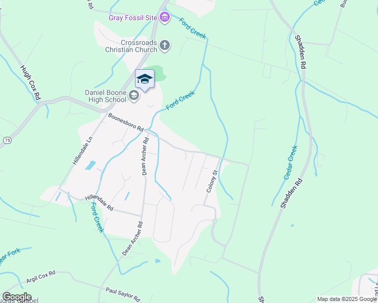 map of restaurants, bars, coffee shops, grocery stores, and more near 232 Boonesboro Road in Johnson City