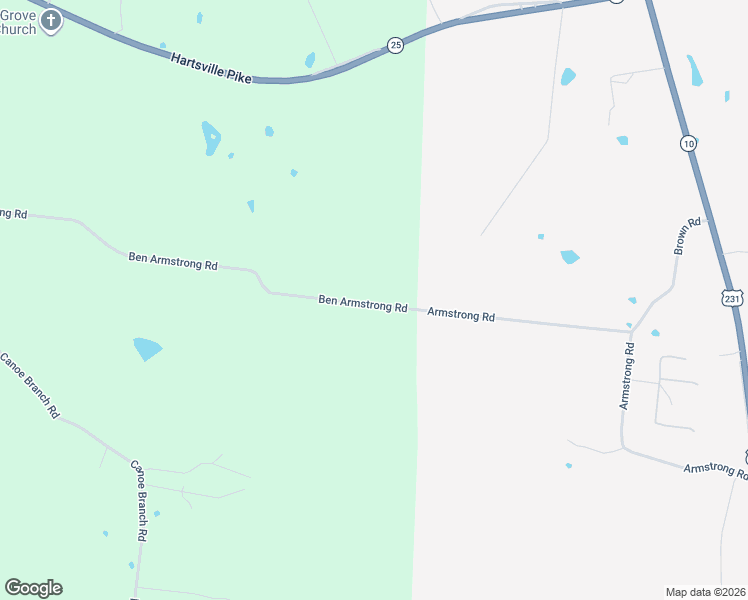 map of restaurants, bars, coffee shops, grocery stores, and more near 372 Ben Armstrong Road in Castalian Springs