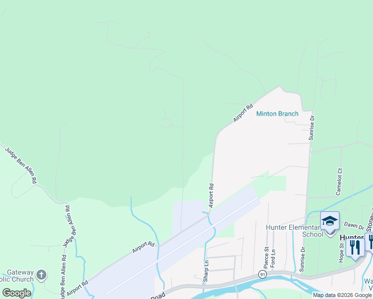 map of restaurants, bars, coffee shops, grocery stores, and more near 184 Aviation Drive in Elizabethton