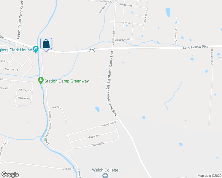 map of restaurants, bars, coffee shops, grocery stores, and more near 338 Big Station Camp Boulevard in Gallatin