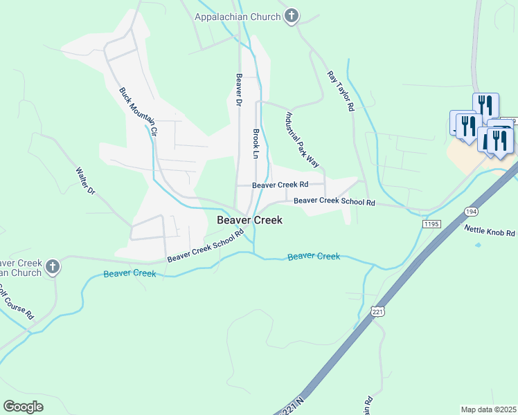 map of restaurants, bars, coffee shops, grocery stores, and more near 102 Buck Mountain Circle in West Jefferson