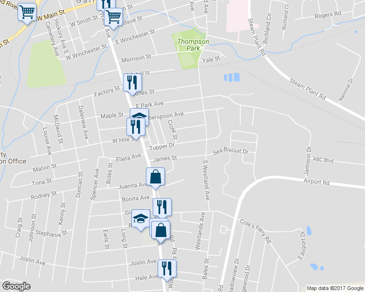 map of restaurants, bars, coffee shops, grocery stores, and more near 188 Tupper Drive in Gallatin