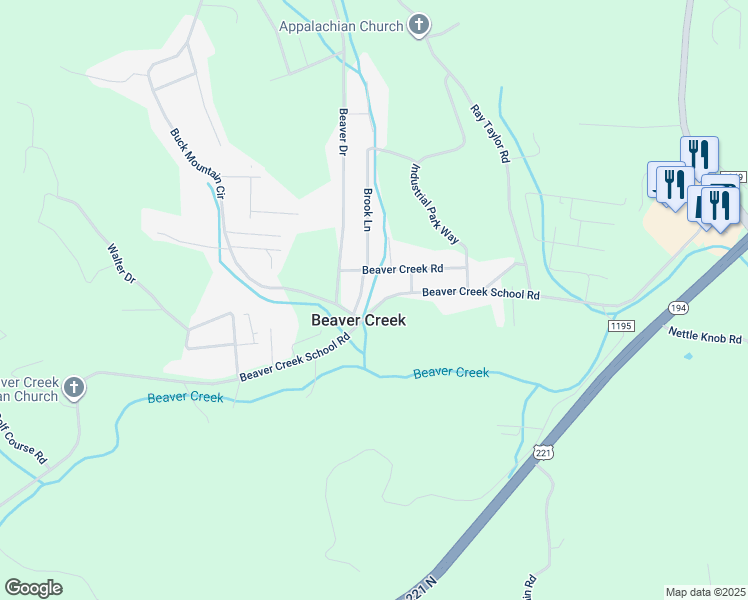map of restaurants, bars, coffee shops, grocery stores, and more near 102 Buck Mountain Circle in West Jefferson