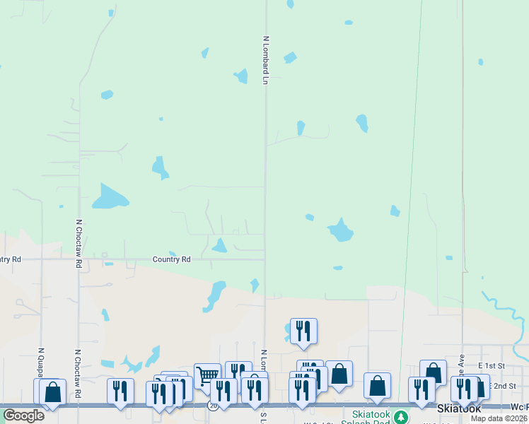 map of restaurants, bars, coffee shops, grocery stores, and more near 2055 West 154th Place North in Skiatook