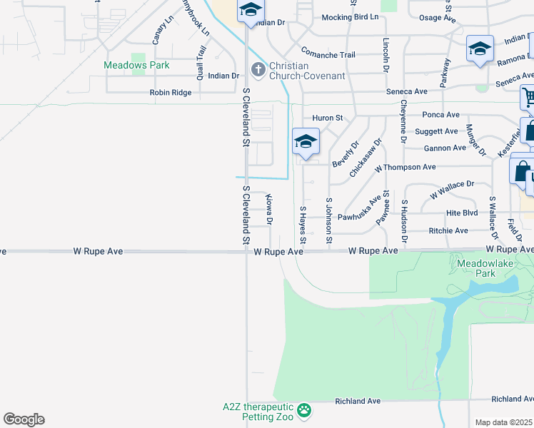 map of restaurants, bars, coffee shops, grocery stores, and more near 1802 Kiowa Drive in Enid