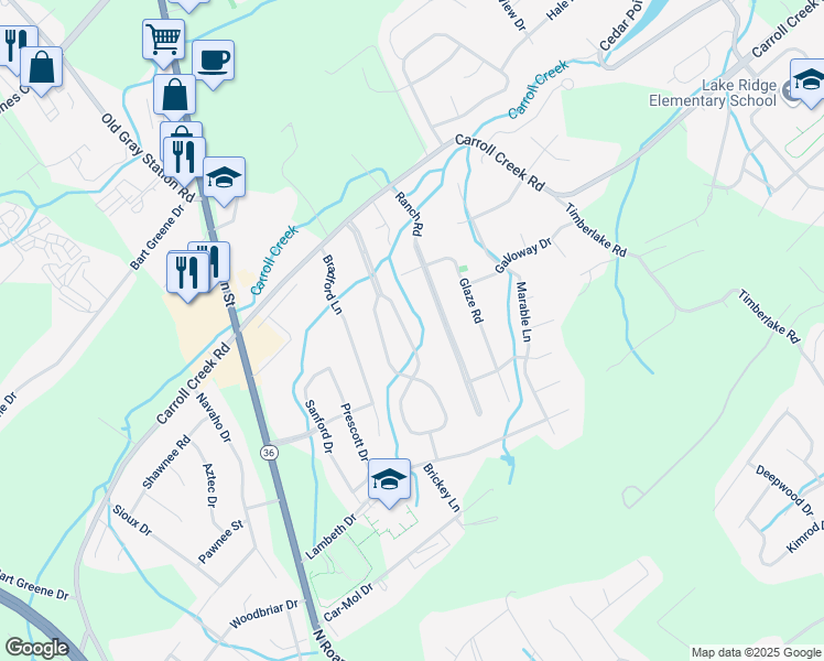 map of restaurants, bars, coffee shops, grocery stores, and more near 4108 Englewood Boulevard East in Johnson City