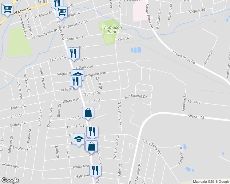 map of restaurants, bars, coffee shops, grocery stores, and more near 228 Tupper Drive in Gallatin