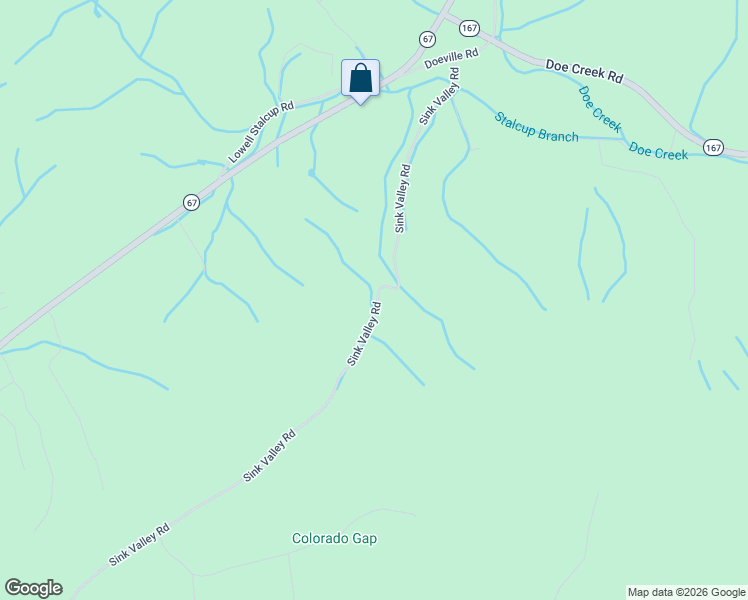 map of restaurants, bars, coffee shops, grocery stores, and more near 5571-6565 Sink Valley Road in Johnson