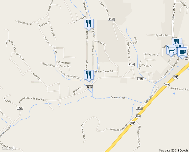 map of restaurants, bars, coffee shops, grocery stores, and more near 166 King Street in West Jefferson
