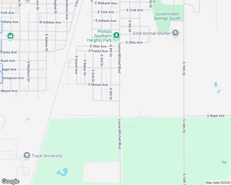 map of restaurants, bars, coffee shops, grocery stores, and more near 1701 South 4th Street in Enid