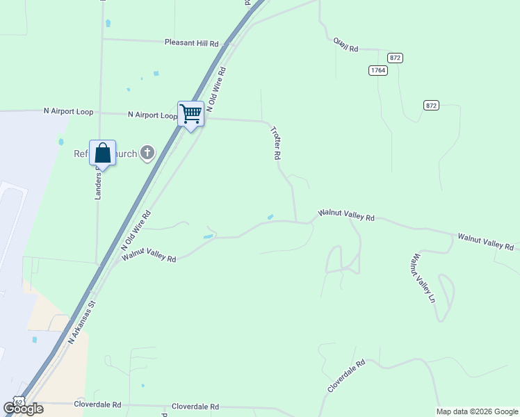map of restaurants, bars, coffee shops, grocery stores, and more near 13262 Walnut Valley Road in Rogers