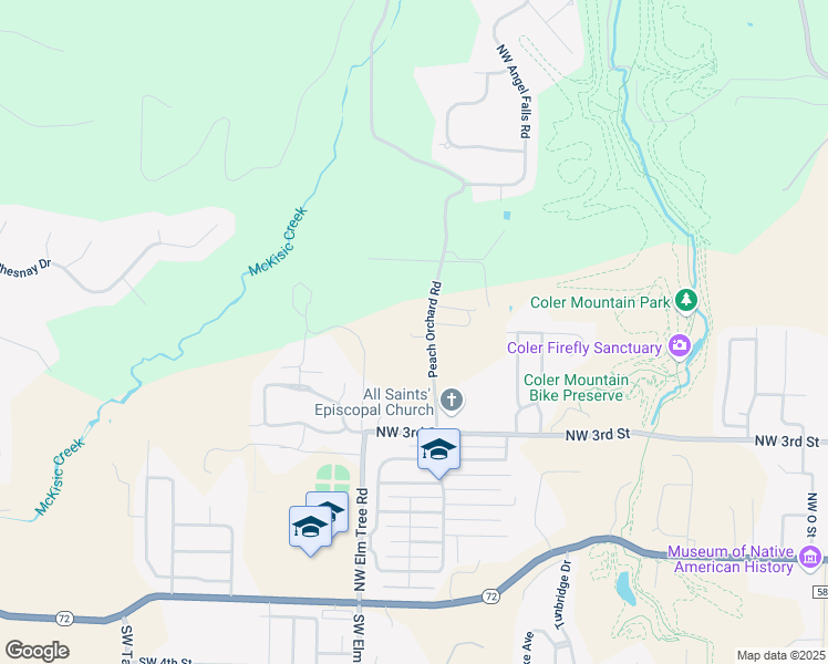 map of restaurants, bars, coffee shops, grocery stores, and more near 10845 Peach Orchard Road in Bentonville