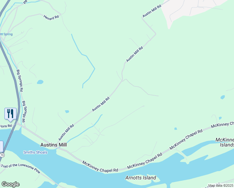 map of restaurants, bars, coffee shops, grocery stores, and more near 391 Austin Mill Road in Rogersville