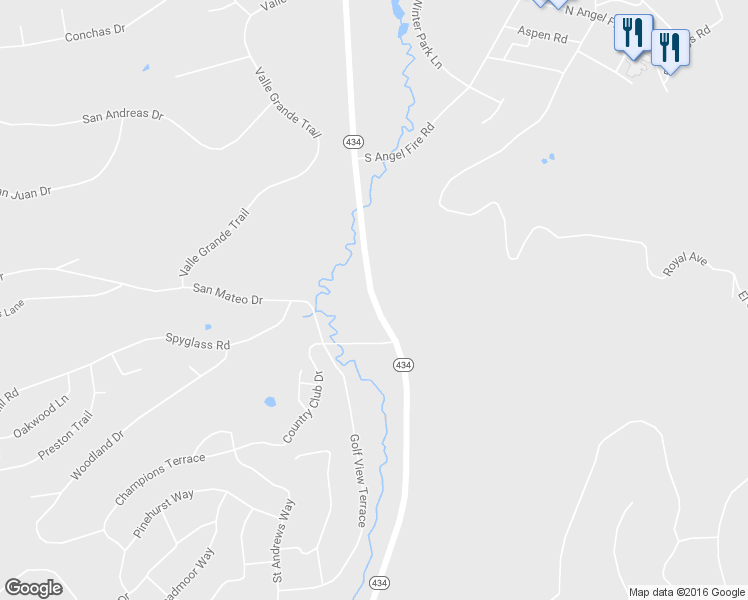 map of restaurants, bars, coffee shops, grocery stores, and more near Highway 434 in Angel Fire