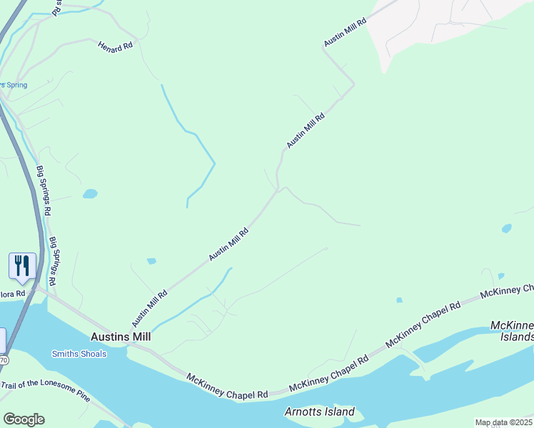 map of restaurants, bars, coffee shops, grocery stores, and more near 391 Austin Mill Road in Rogersville