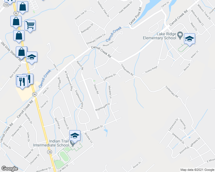 map of restaurants, bars, coffee shops, grocery stores, and more near 4111 Marable Ln in Johnson City