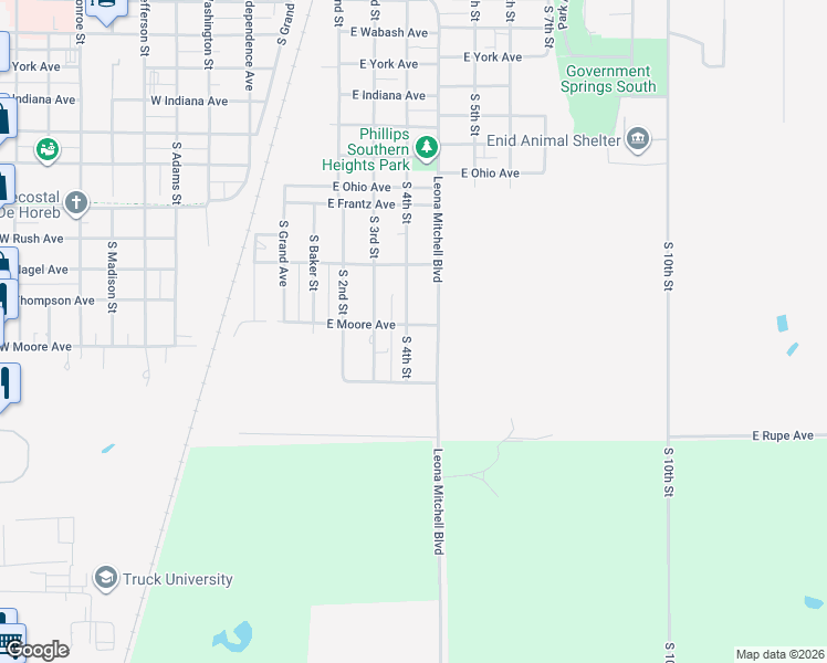 map of restaurants, bars, coffee shops, grocery stores, and more near 1701 South 4th Street in Enid
