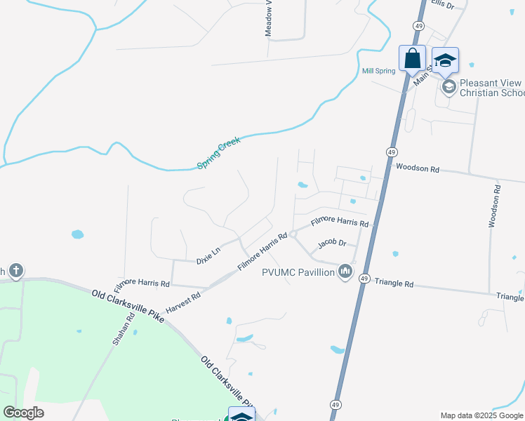 map of restaurants, bars, coffee shops, grocery stores, and more near 318 Dixie Lane in Pleasant View