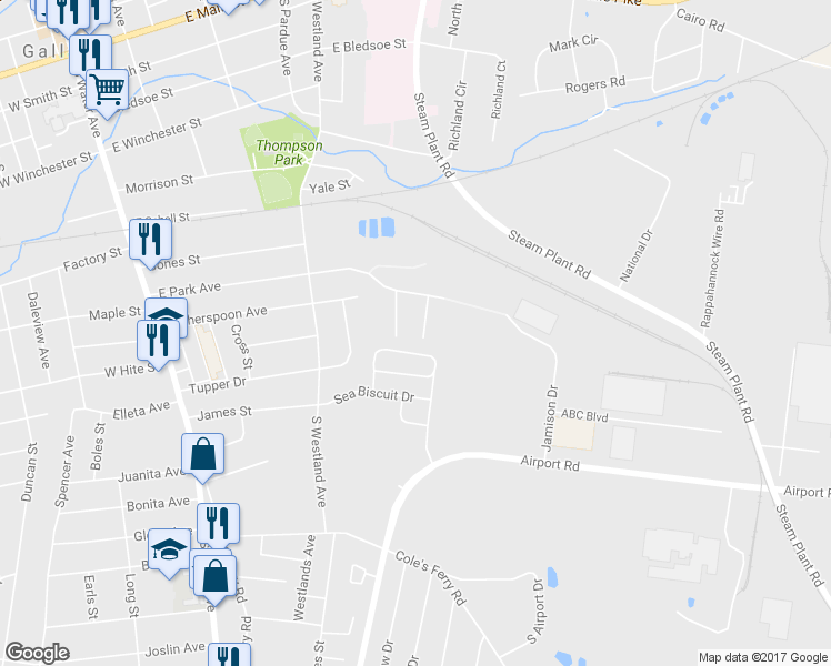 map of restaurants, bars, coffee shops, grocery stores, and more near 533 Bentley Street in Gallatin