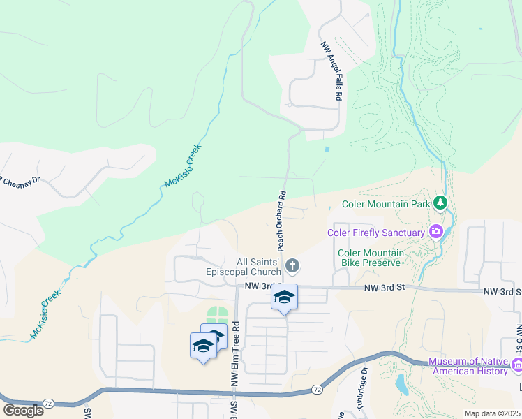map of restaurants, bars, coffee shops, grocery stores, and more near 10845 Peach Orchard Road in Bentonville
