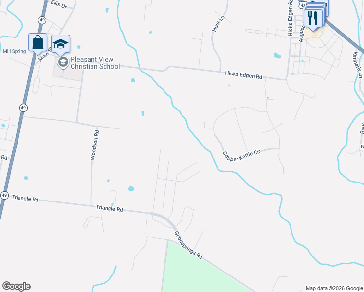 map of restaurants, bars, coffee shops, grocery stores, and more near 1058 Grace Road in Ashland City