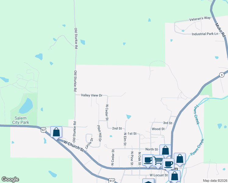 map of restaurants, bars, coffee shops, grocery stores, and more near 102 Water Tower Lane in Salem