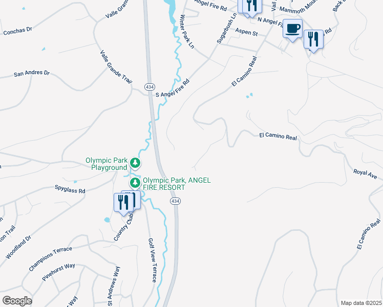 map of restaurants, bars, coffee shops, grocery stores, and more near 20 Vail Overlook in Angel Fire