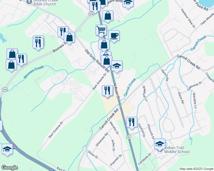 map of restaurants, bars, coffee shops, grocery stores, and more near 202 Cambridgeshire Court in Gray