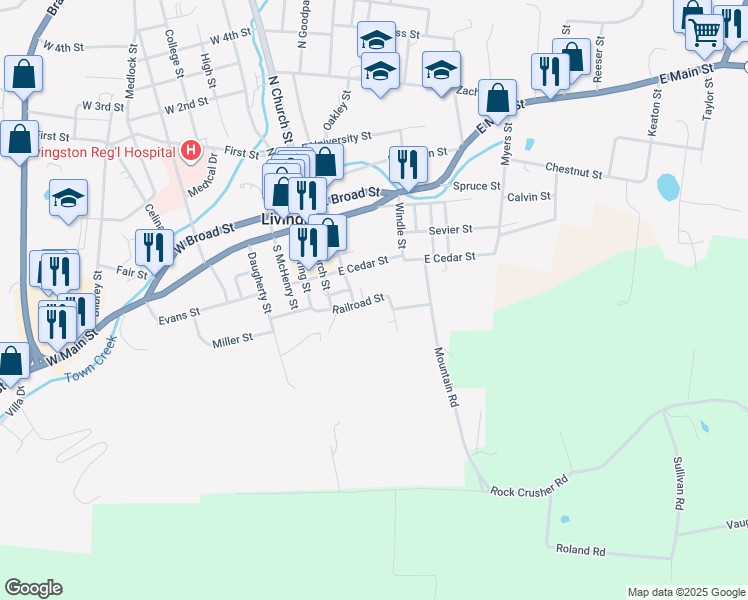 map of restaurants, bars, coffee shops, grocery stores, and more near 19 Goodpasture in Livingston