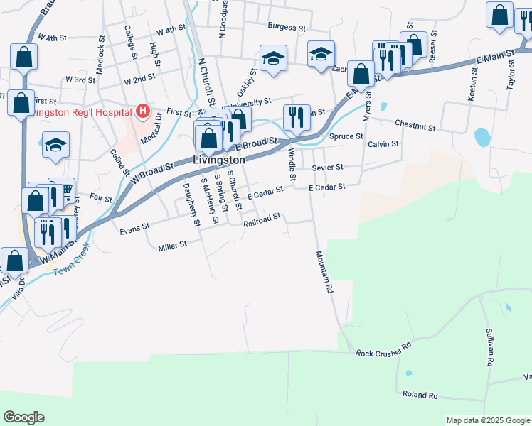 map of restaurants, bars, coffee shops, grocery stores, and more near 19 Goodpasture in Livingston