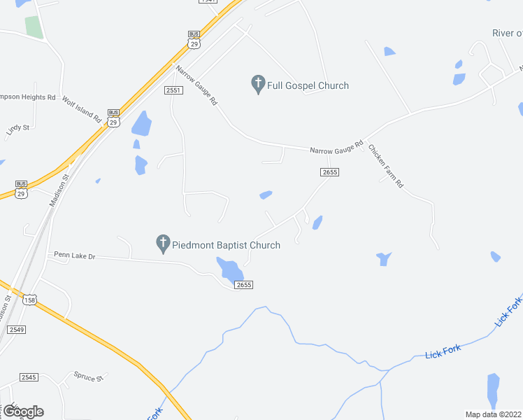 map of restaurants, bars, coffee shops, grocery stores, and more near 140 Vivian Lane in Reidsville