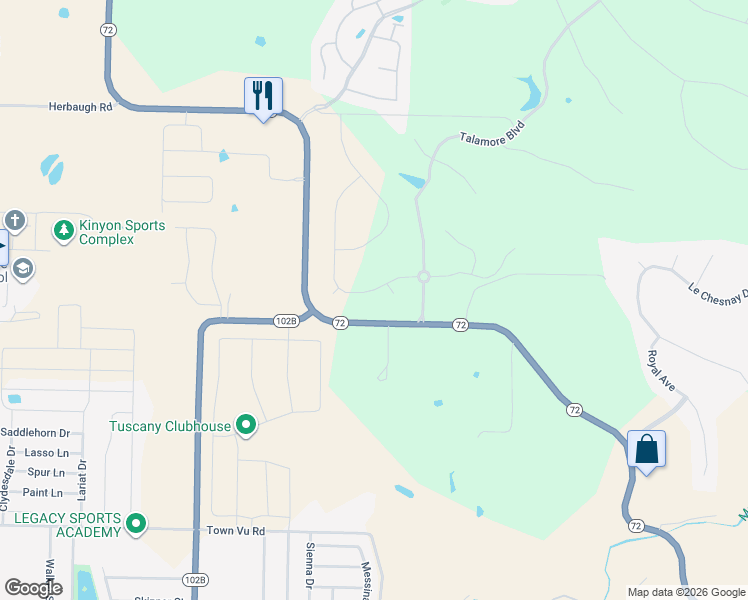 map of restaurants, bars, coffee shops, grocery stores, and more near 11125 West Stonebriar Drive in Bentonville
